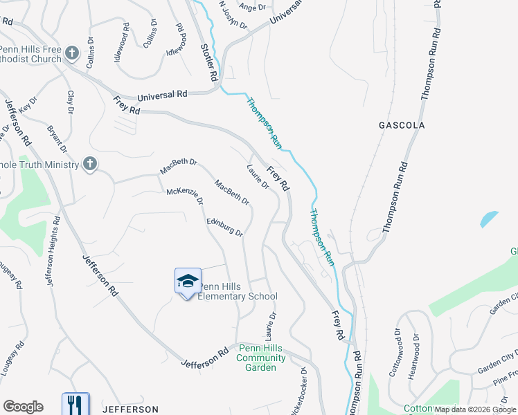 map of restaurants, bars, coffee shops, grocery stores, and more near 319 Laurie Drive in Pittsburgh