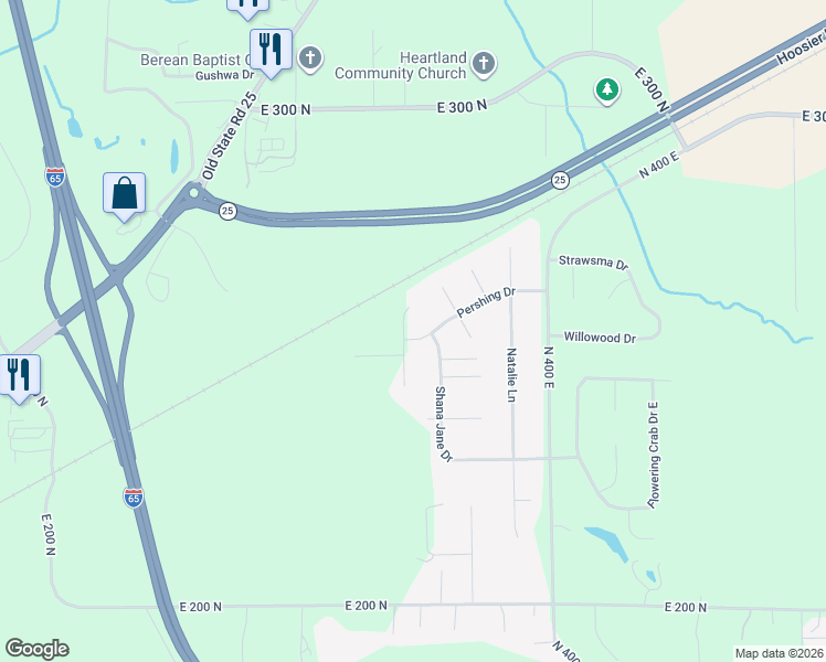 map of restaurants, bars, coffee shops, grocery stores, and more near 3820 Pershing Drive in Lafayette