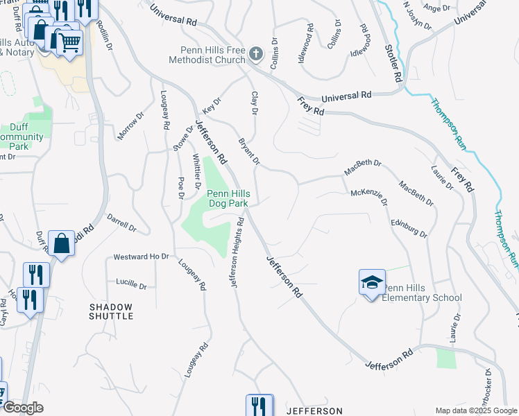 map of restaurants, bars, coffee shops, grocery stores, and more near 149 Payne Drive in Pittsburgh