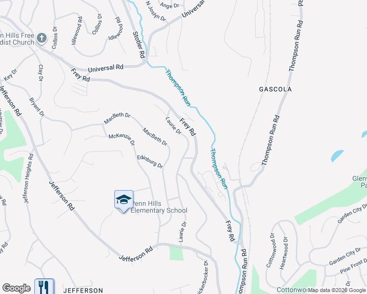 map of restaurants, bars, coffee shops, grocery stores, and more near 319 Laurie Drive in Pittsburgh