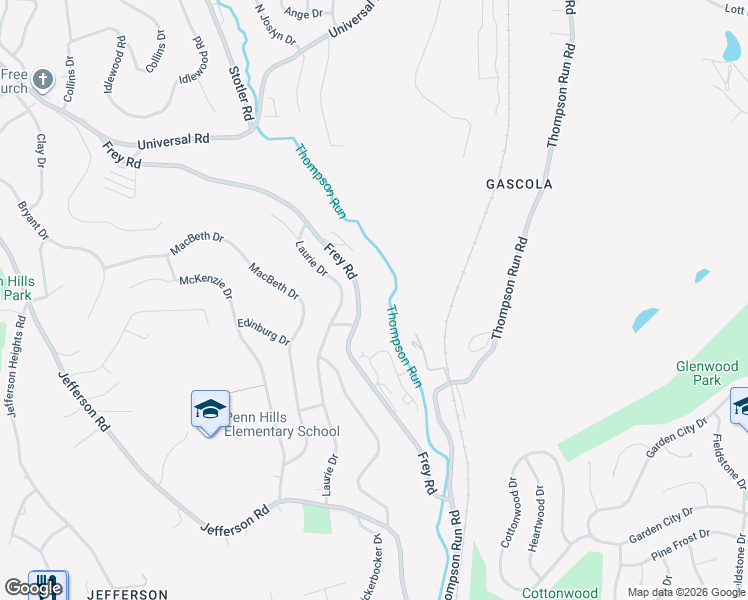 map of restaurants, bars, coffee shops, grocery stores, and more near 1375 Frey Road in Pittsburgh