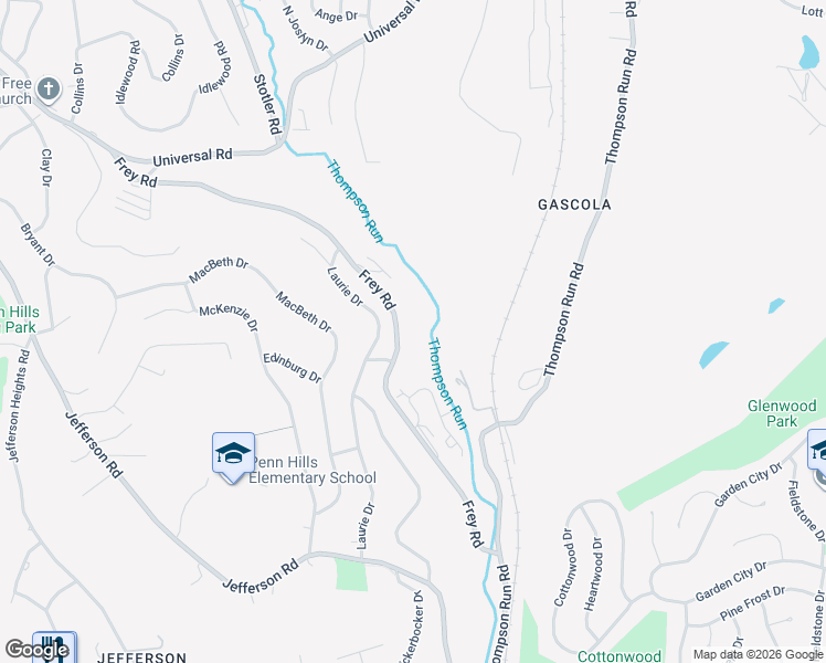 map of restaurants, bars, coffee shops, grocery stores, and more near 1375 Frey Road in Pittsburgh