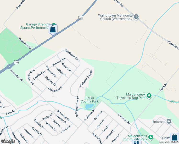 map of restaurants, bars, coffee shops, grocery stores, and more near 297 West Walnut Tree Drive in Blandon