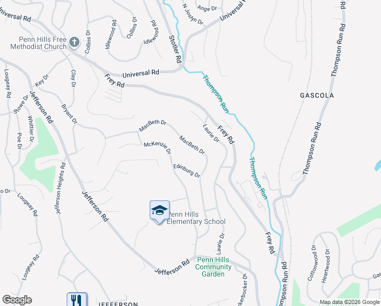 map of restaurants, bars, coffee shops, grocery stores, and more near 34 Edinburg Drive in Pittsburgh