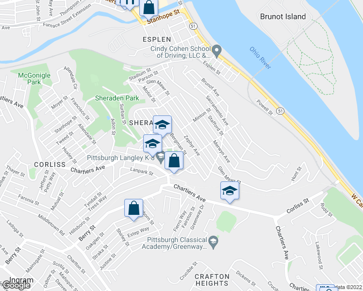 map of restaurants, bars, coffee shops, grocery stores, and more near 541 Sherwood Avenue in Pittsburgh