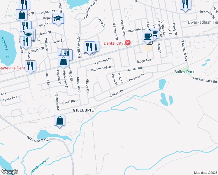 map of restaurants, bars, coffee shops, grocery stores, and more near 63 Jensen Road in Sayreville