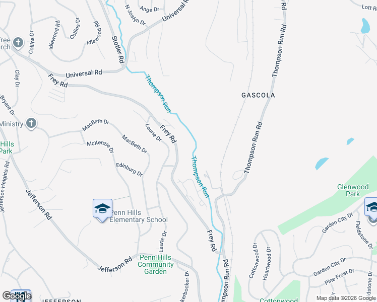 map of restaurants, bars, coffee shops, grocery stores, and more near 1375 Frey Road in Pittsburgh