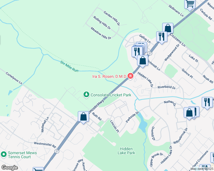 map of restaurants, bars, coffee shops, grocery stores, and more near 2201 New Jersey 27 in Franklin Township
