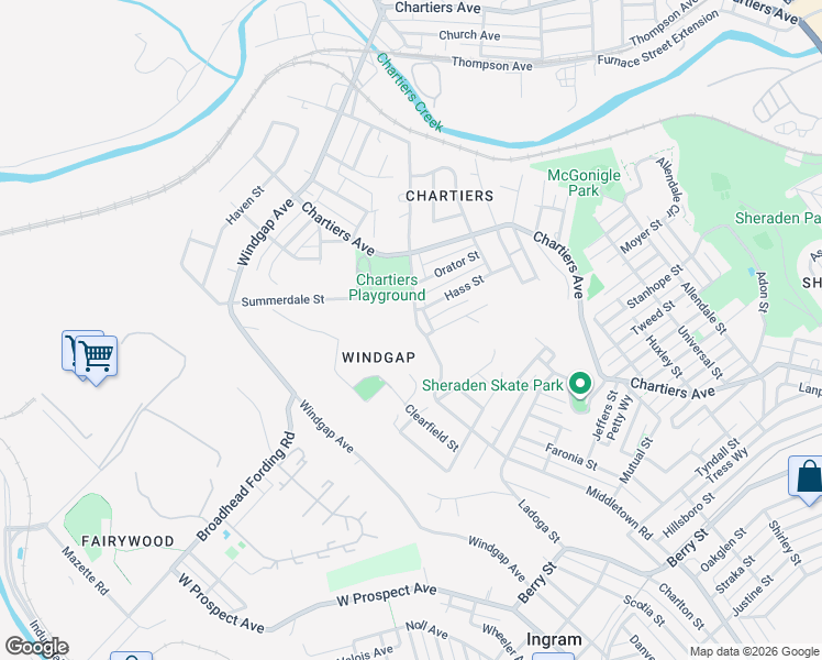 map of restaurants, bars, coffee shops, grocery stores, and more near 3511 Middletown Road in Pittsburgh