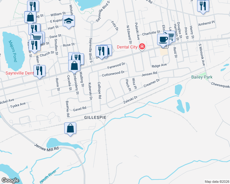 map of restaurants, bars, coffee shops, grocery stores, and more near 6 Wilmot Road in Sayreville