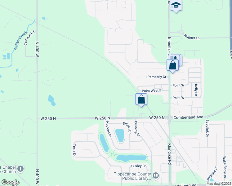 map of restaurants, bars, coffee shops, grocery stores, and more near 3440 West 250 North in West Lafayette