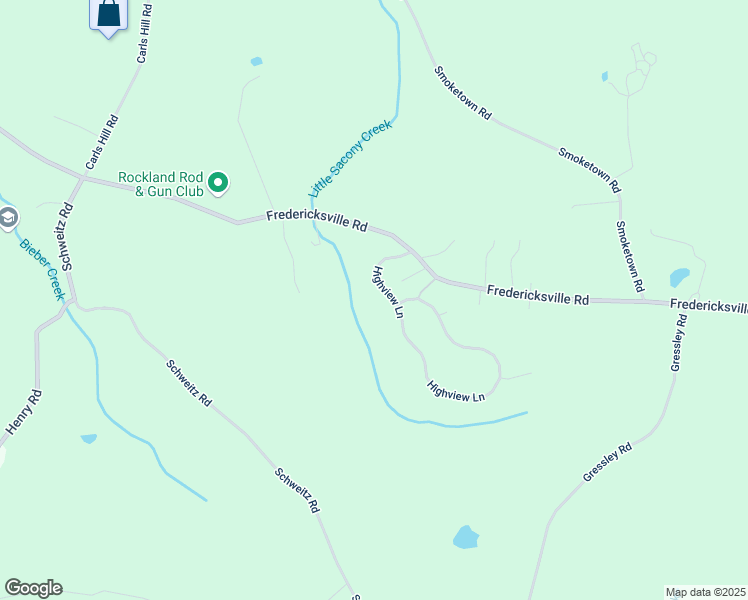 map of restaurants, bars, coffee shops, grocery stores, and more near 20 High View Lane in Mertztown