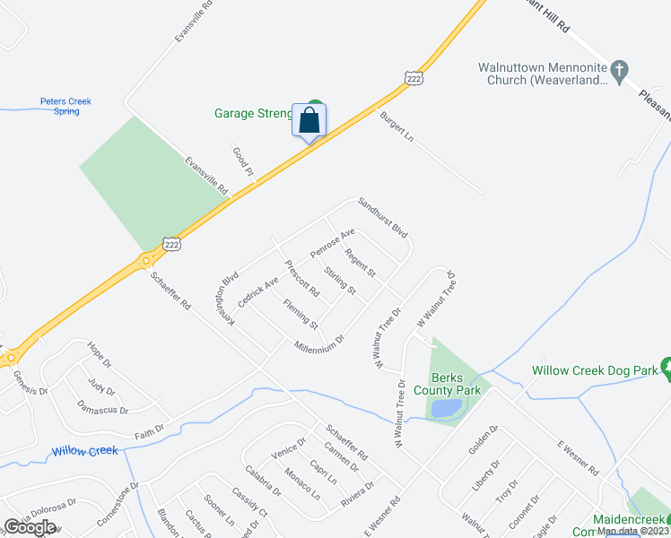 map of restaurants, bars, coffee shops, grocery stores, and more near 109 Stirling Street in Blandon