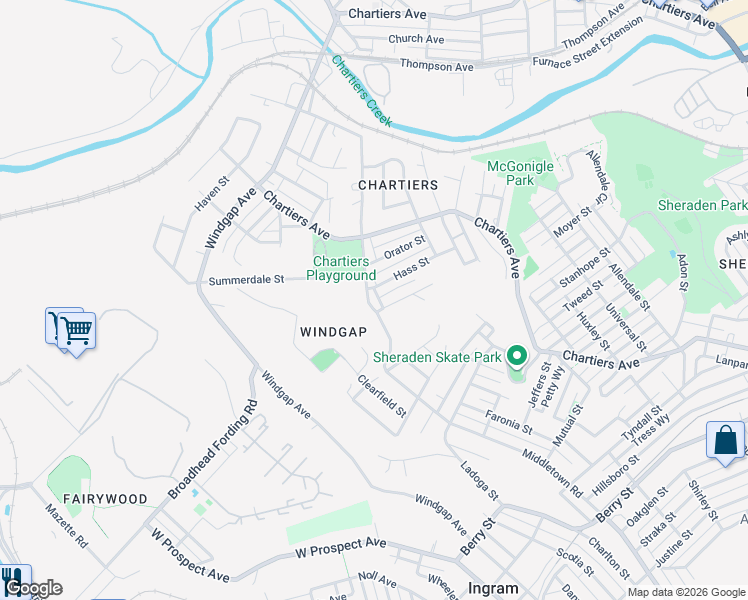 map of restaurants, bars, coffee shops, grocery stores, and more near 3511 Middletown Road in Pittsburgh