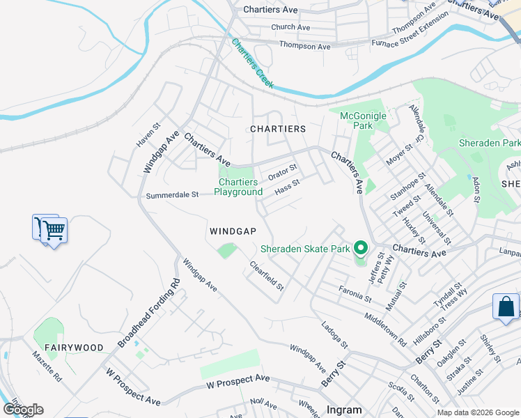 map of restaurants, bars, coffee shops, grocery stores, and more near 3511 Middletown Road in Pittsburgh