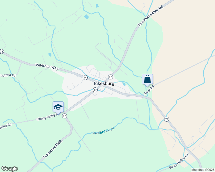 map of restaurants, bars, coffee shops, grocery stores, and more near 6898 Veterans Way in Ickesburg