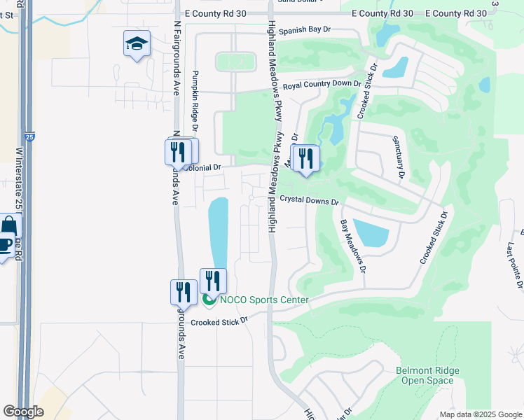 map of restaurants, bars, coffee shops, grocery stores, and more near 6710 Valderrama Court in Windsor