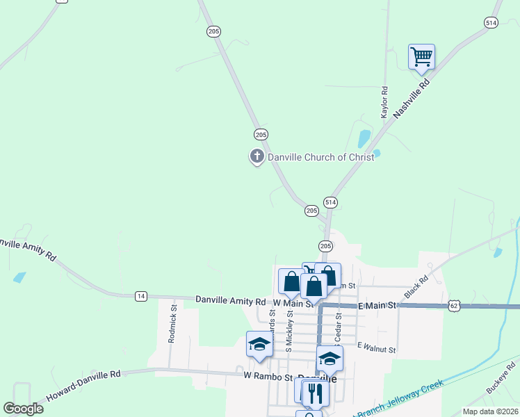 map of restaurants, bars, coffee shops, grocery stores, and more near in Danville