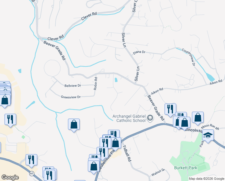 map of restaurants, bars, coffee shops, grocery stores, and more near 534 Meade Drive in McKees Rocks