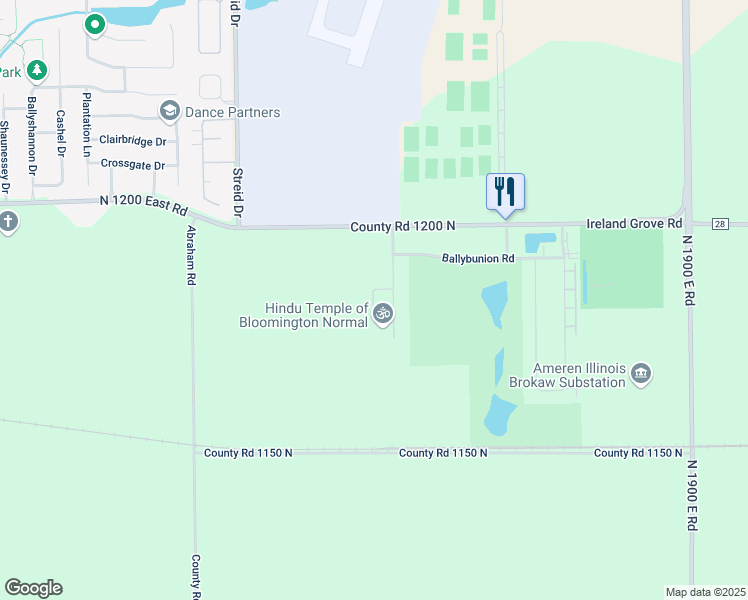 map of restaurants, bars, coffee shops, grocery stores, and more near 1709 Tullamore Avenue in Bloomington