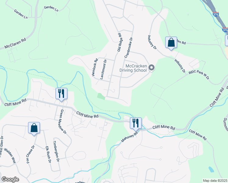map of restaurants, bars, coffee shops, grocery stores, and more near 618 Heron Court in Coraopolis