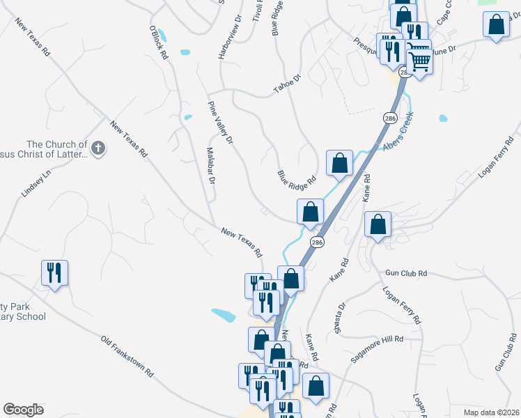 map of restaurants, bars, coffee shops, grocery stores, and more near 761 Pine Valley Drive in Pittsburgh