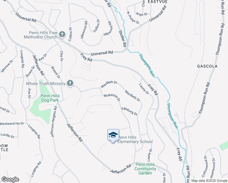 map of restaurants, bars, coffee shops, grocery stores, and more near 707 Macbeth Drive in Pittsburgh