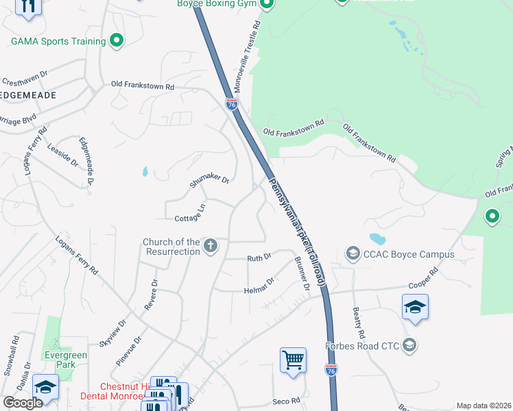 map of restaurants, bars, coffee shops, grocery stores, and more near 4406 McKenzie Drive in Monroeville
