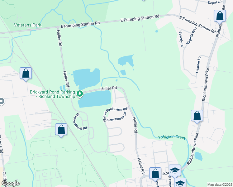 map of restaurants, bars, coffee shops, grocery stores, and more near 600 Heller Road in Quakertown