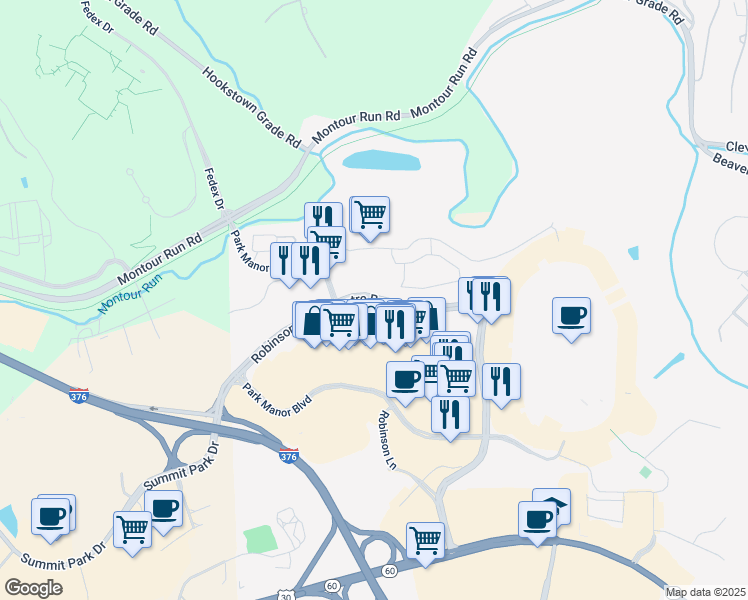 map of restaurants, bars, coffee shops, grocery stores, and more near in MONTOUR