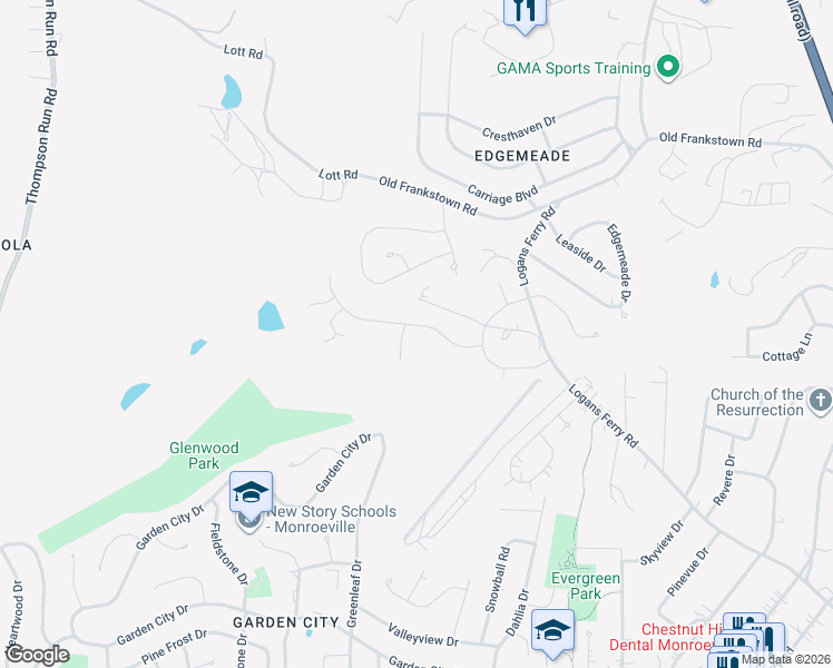 map of restaurants, bars, coffee shops, grocery stores, and more near 320 Nelson Drive in Monroeville