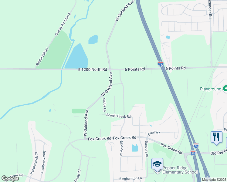 map of restaurants, bars, coffee shops, grocery stores, and more near 1906 Stanley Lane in Bloomington