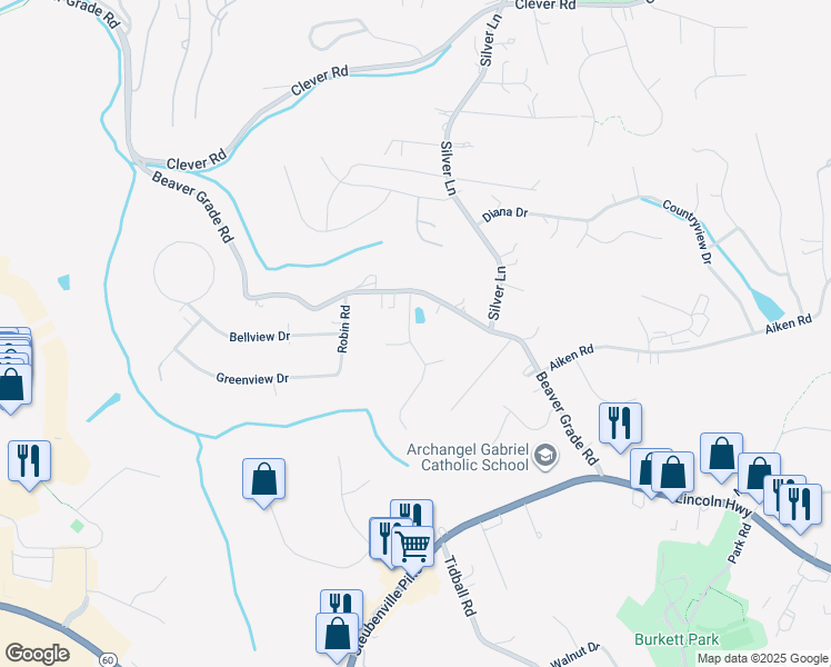 map of restaurants, bars, coffee shops, grocery stores, and more near 511 Meade Drive in McKees Rocks
