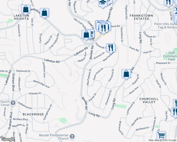 map of restaurants, bars, coffee shops, grocery stores, and more near 500 Macfarlane Drive in Pittsburgh