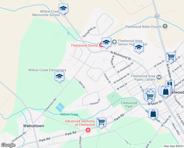 map of restaurants, bars, coffee shops, grocery stores, and more near 9 Westfield Place in Fleetwood
