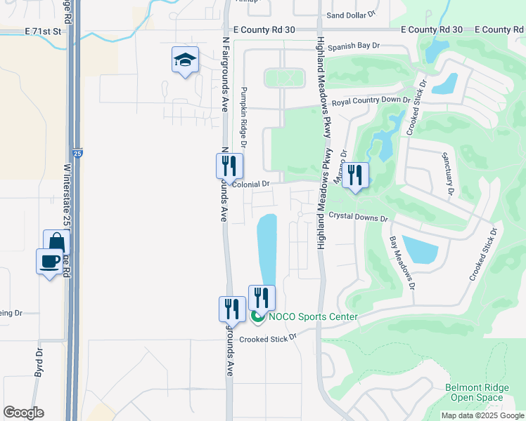 map of restaurants, bars, coffee shops, grocery stores, and more near 6324 Pumpkin Ridge Drive in Windsor