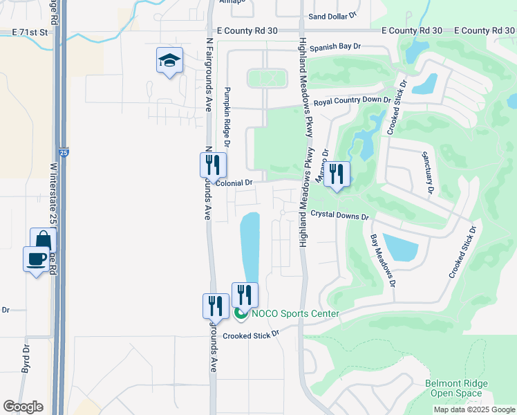 map of restaurants, bars, coffee shops, grocery stores, and more near 6332 Pumpkin Ridge Drive in Windsor