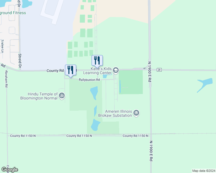 map of restaurants, bars, coffee shops, grocery stores, and more near 1712 Dunraven Road in Bloomington