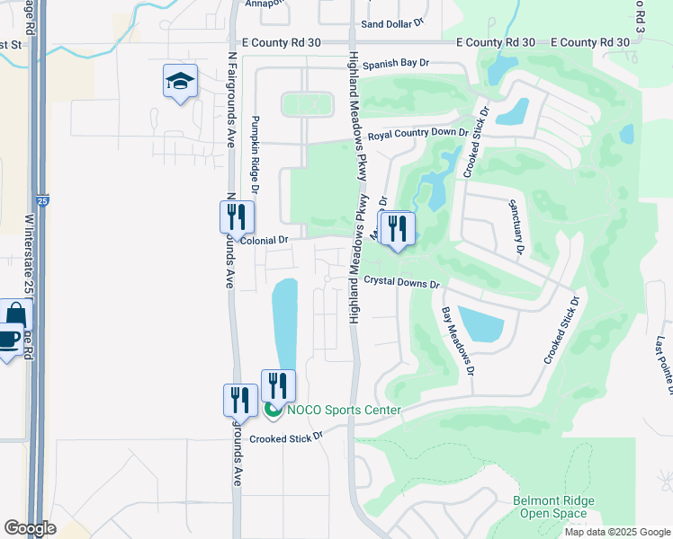 map of restaurants, bars, coffee shops, grocery stores, and more near 6690 Crystal Downs Drive in Windsor