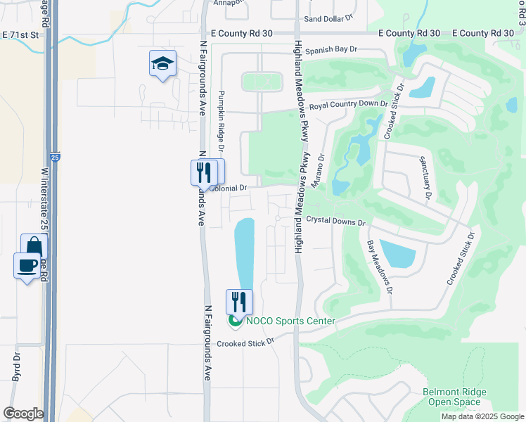 map of restaurants, bars, coffee shops, grocery stores, and more near 6510 Crystal Downs Drive in Windsor
