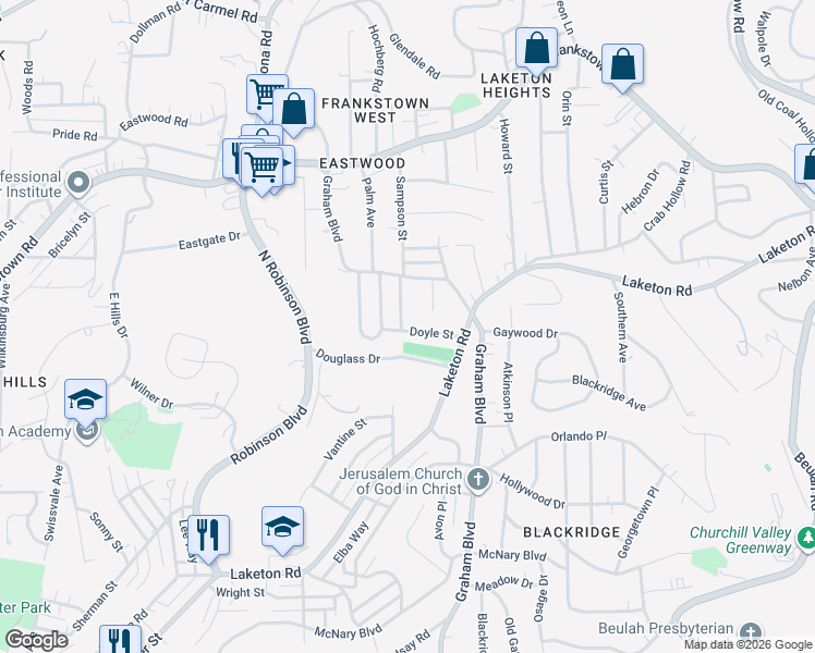 map of restaurants, bars, coffee shops, grocery stores, and more near 1680 Doyle Street in Pittsburgh