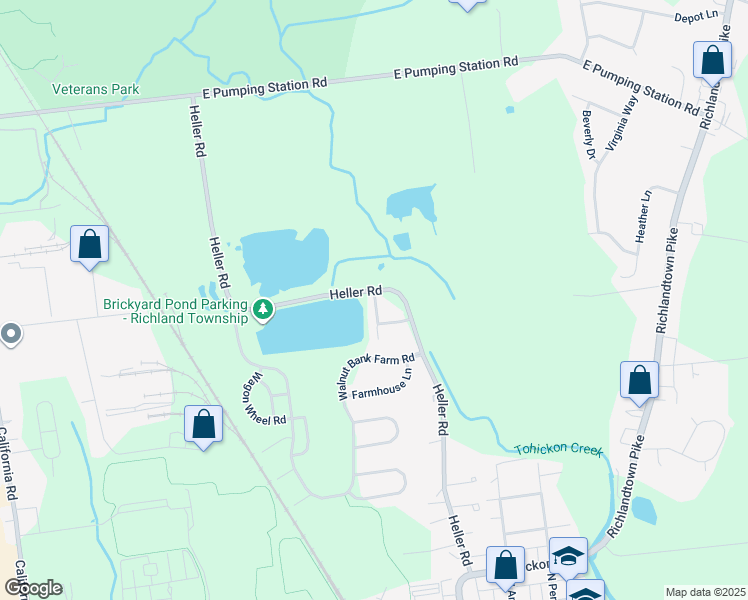 map of restaurants, bars, coffee shops, grocery stores, and more near 600 Heller Road in Quakertown