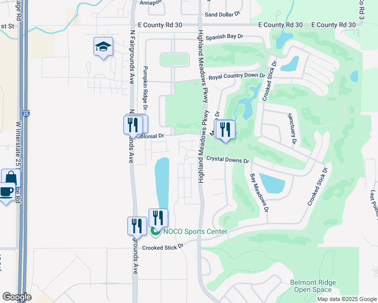 map of restaurants, bars, coffee shops, grocery stores, and more near 6690 Crystal Downs Drive in Windsor