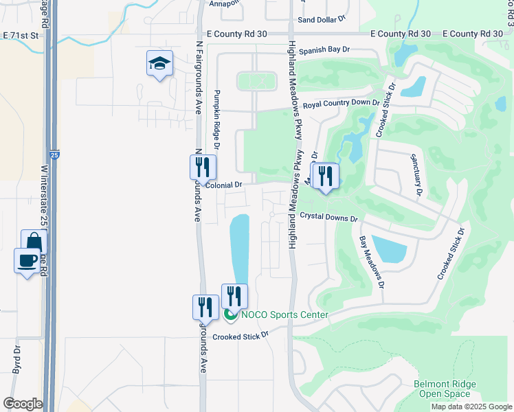 map of restaurants, bars, coffee shops, grocery stores, and more near 6510 Crystal Downs Drive in Windsor