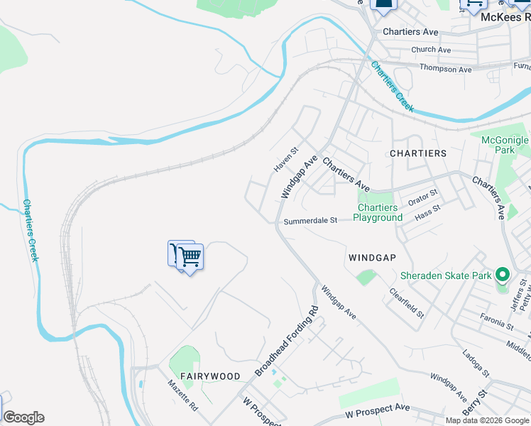 map of restaurants, bars, coffee shops, grocery stores, and more near 3707 Windgap Avenue in Pittsburgh