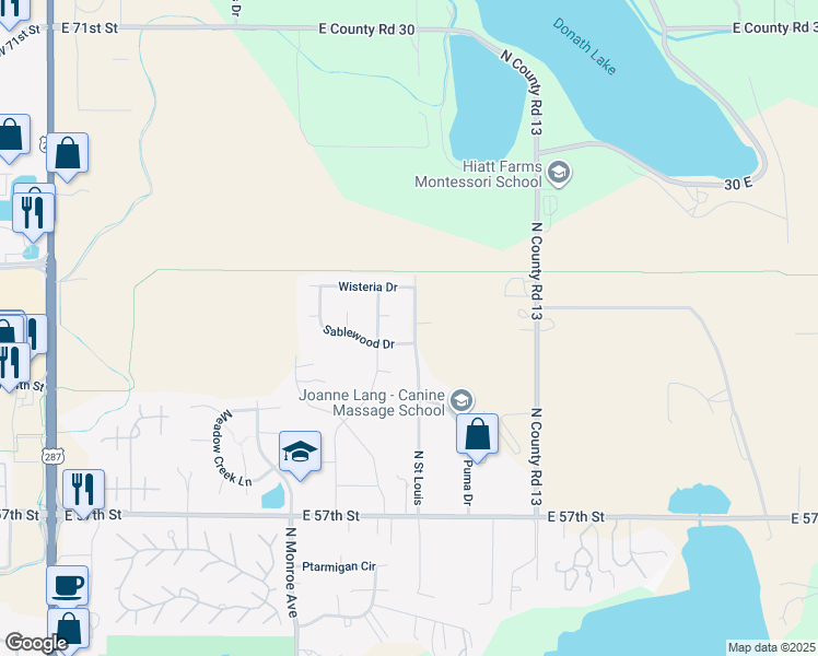 map of restaurants, bars, coffee shops, grocery stores, and more near 6221 North Saint Louis in Loveland