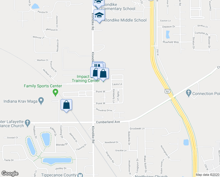 map of restaurants, bars, coffee shops, grocery stores, and more near 73 Point West in West Lafayette