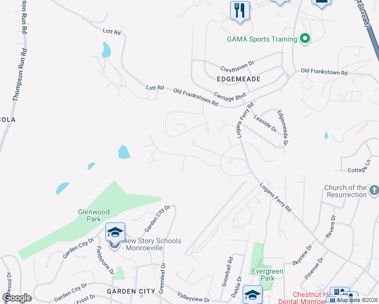 map of restaurants, bars, coffee shops, grocery stores, and more near 320 Nelson Drive in Monroeville