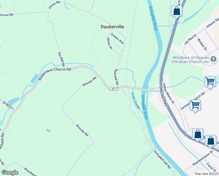 map of restaurants, bars, coffee shops, grocery stores, and more near 417 Bellemans Church Road in Dauberville