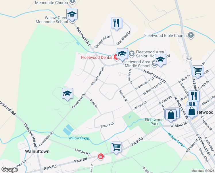 map of restaurants, bars, coffee shops, grocery stores, and more near 9 Westfield Place in Fleetwood